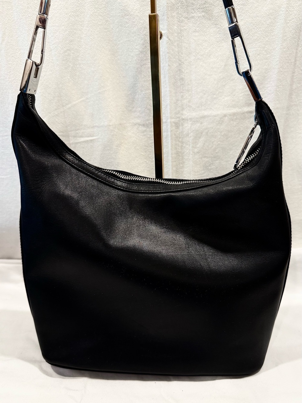 Vintage Gucci Black Leather Hobo Shoulder Bag